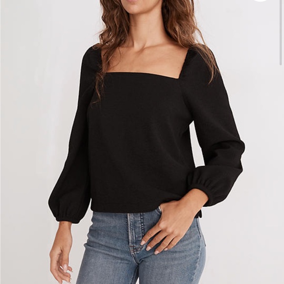 Madewell Tops - Madewell | NWT Crepe Square Neck Puff Sleeve Top